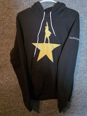 Hamilton Black Pullover Hoodie with Gold Star Graphic